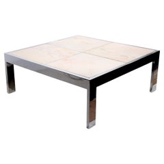 Chrome and Onyx Coffee Table after Pace,  Baughman