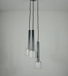 Chrom und Opalglas Cascade Pendelleuchte, Deutschland, 1970er Jahre