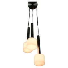 Lampada a sospensione a cascata in cromo e vetro opalino, Germania, anni '70