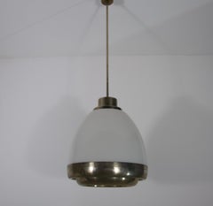Chrome and Opal Glass Pendant Lamp by P.G. Crippa for Lumi, Italy, 1960s