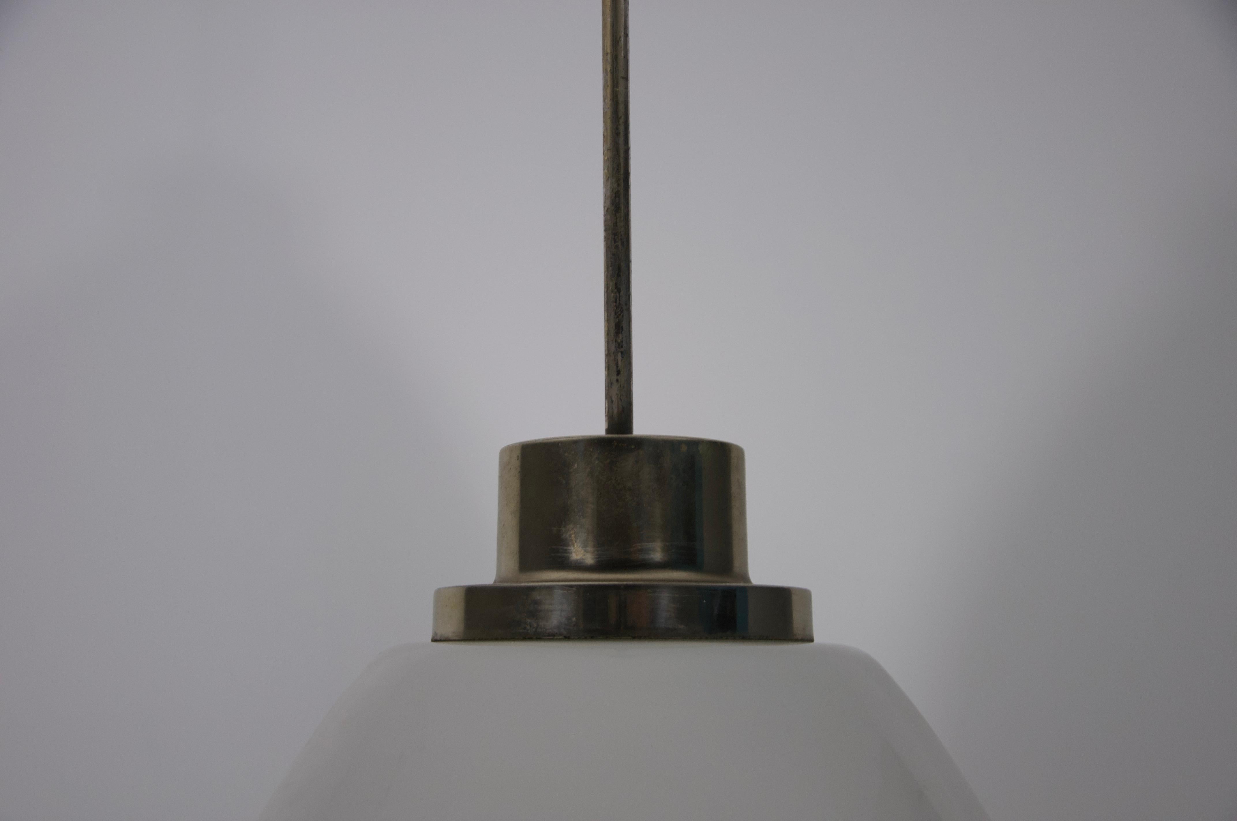 Chrome and Opal Glass Pendant Lamp by P.G. Crippa for Lumi, Italy, 1960s For Sale 1