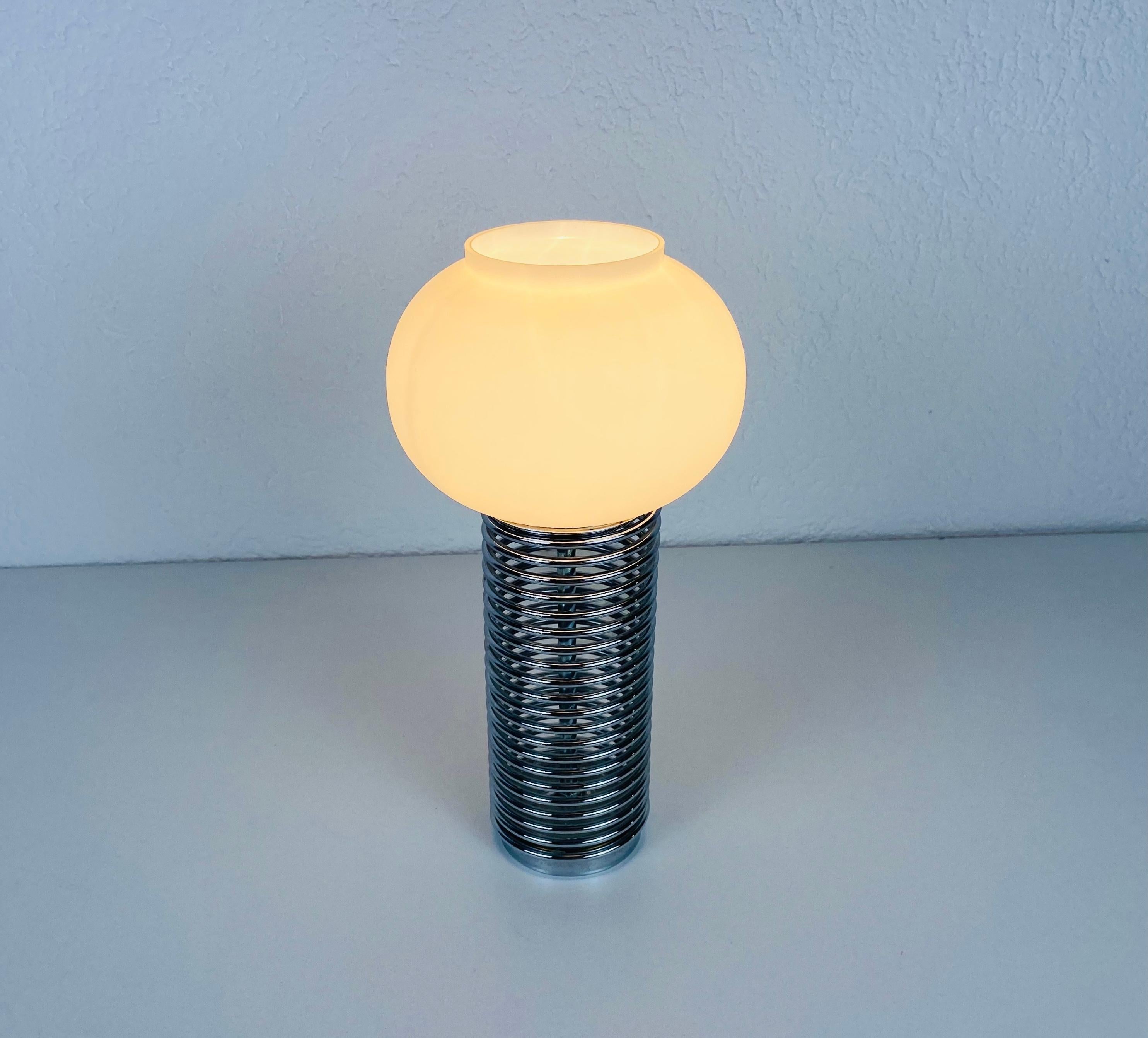 Chrome and Opal Glass Table Lamp, Italy, 1960s For Sale 3