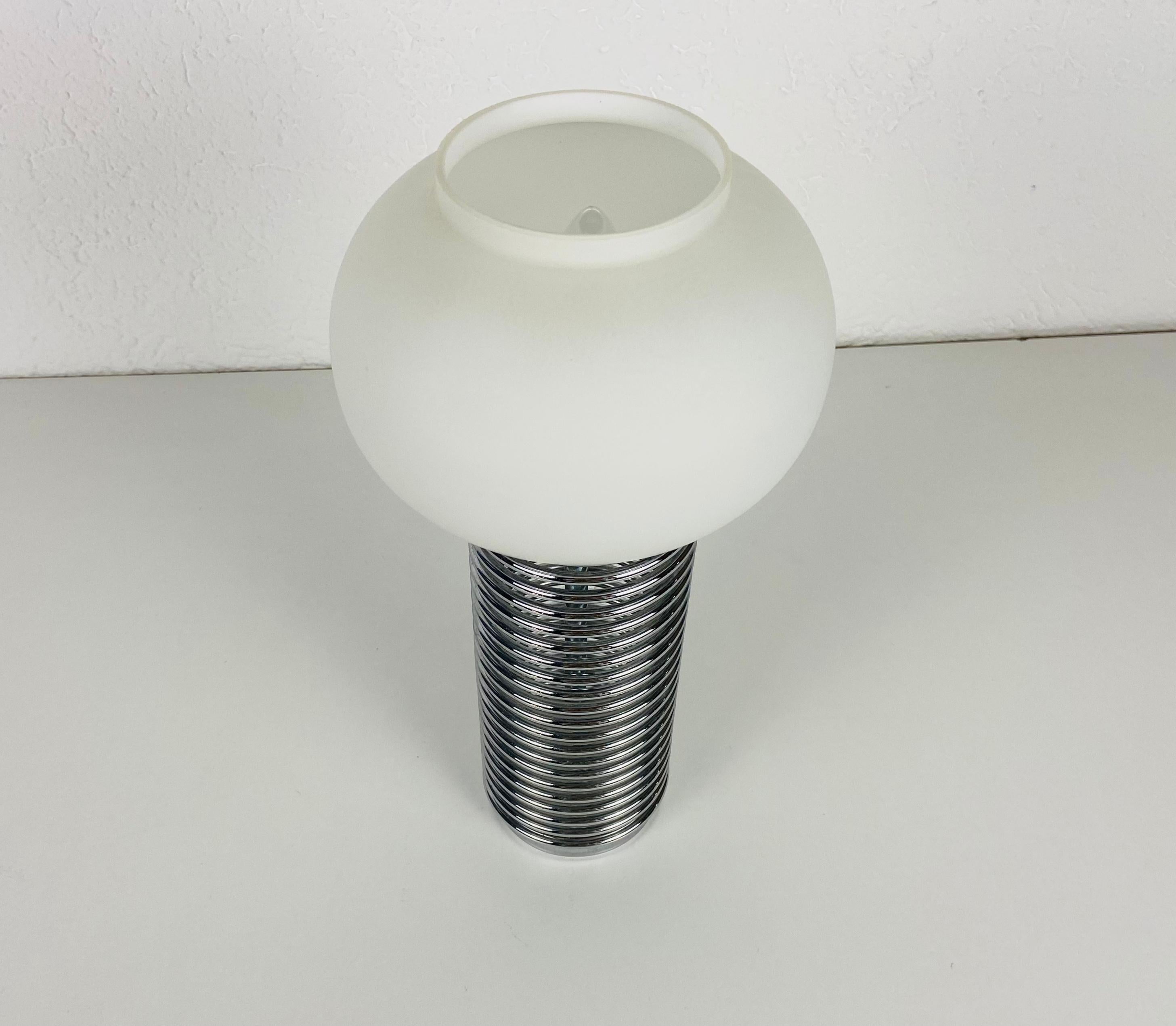 Italian Chrome and Opal Glass Table Lamp, Italy, 1960s For Sale