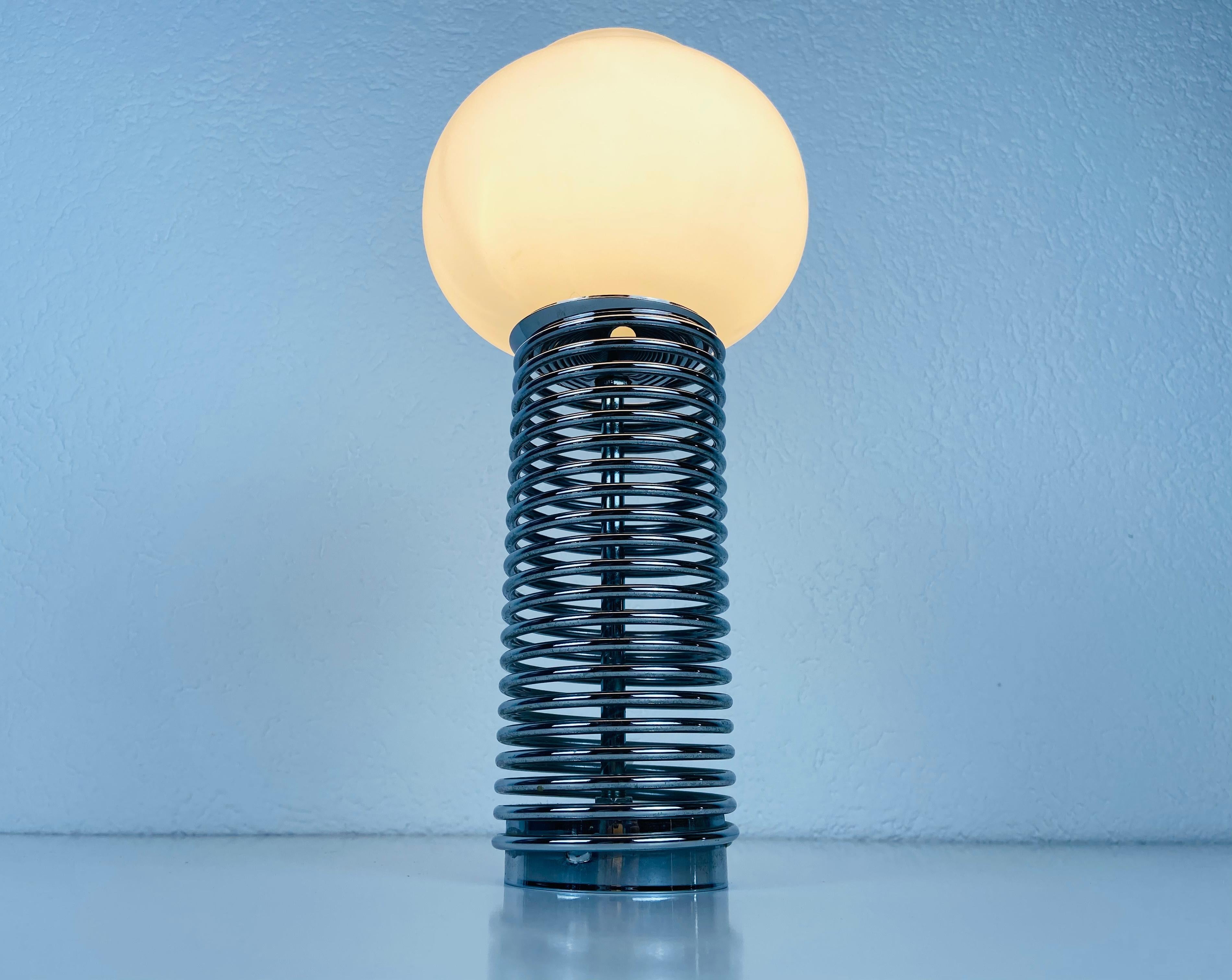 Chrome and Opal Glass Table Lamp, Italy, 1960s For Sale 1