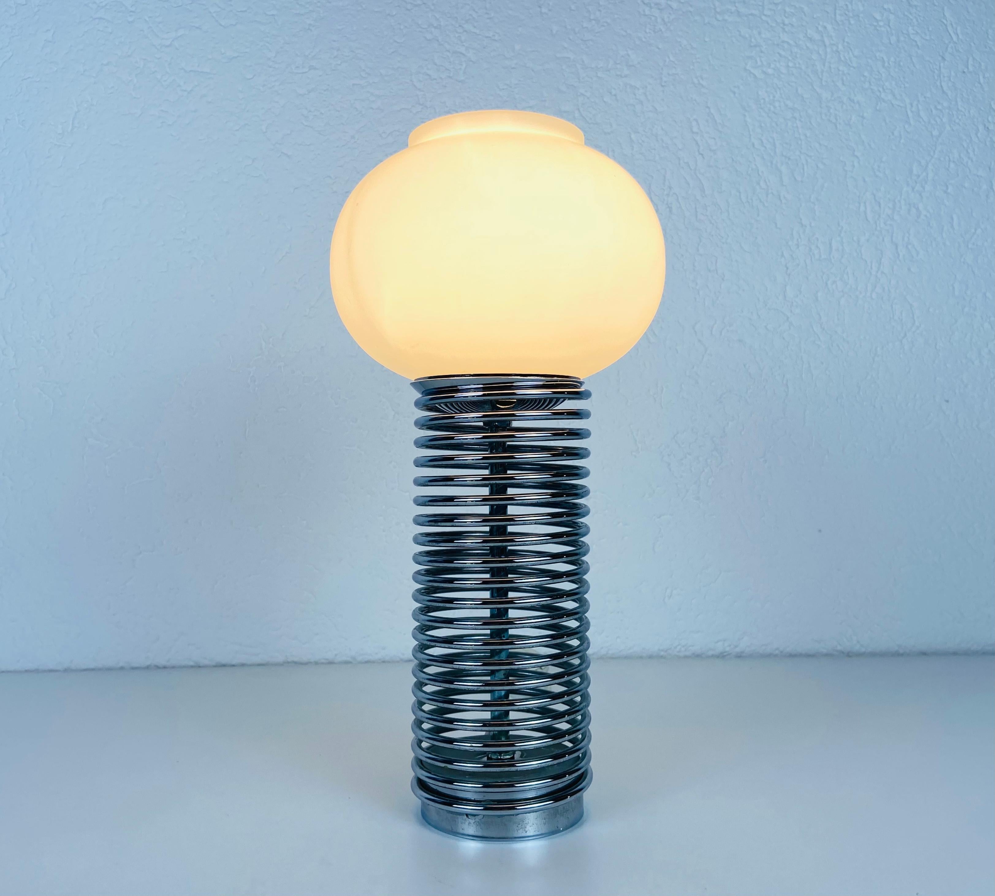 Chrome and Opal Glass Table Lamp, Italy, 1960s For Sale 2