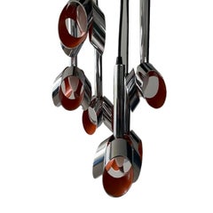 Chrome and Orange Cascading Chandelier from Massive Belgium 1969