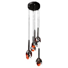 Vintage Chrome and Orange Cascading Chandelier from Massive Belgium 1969