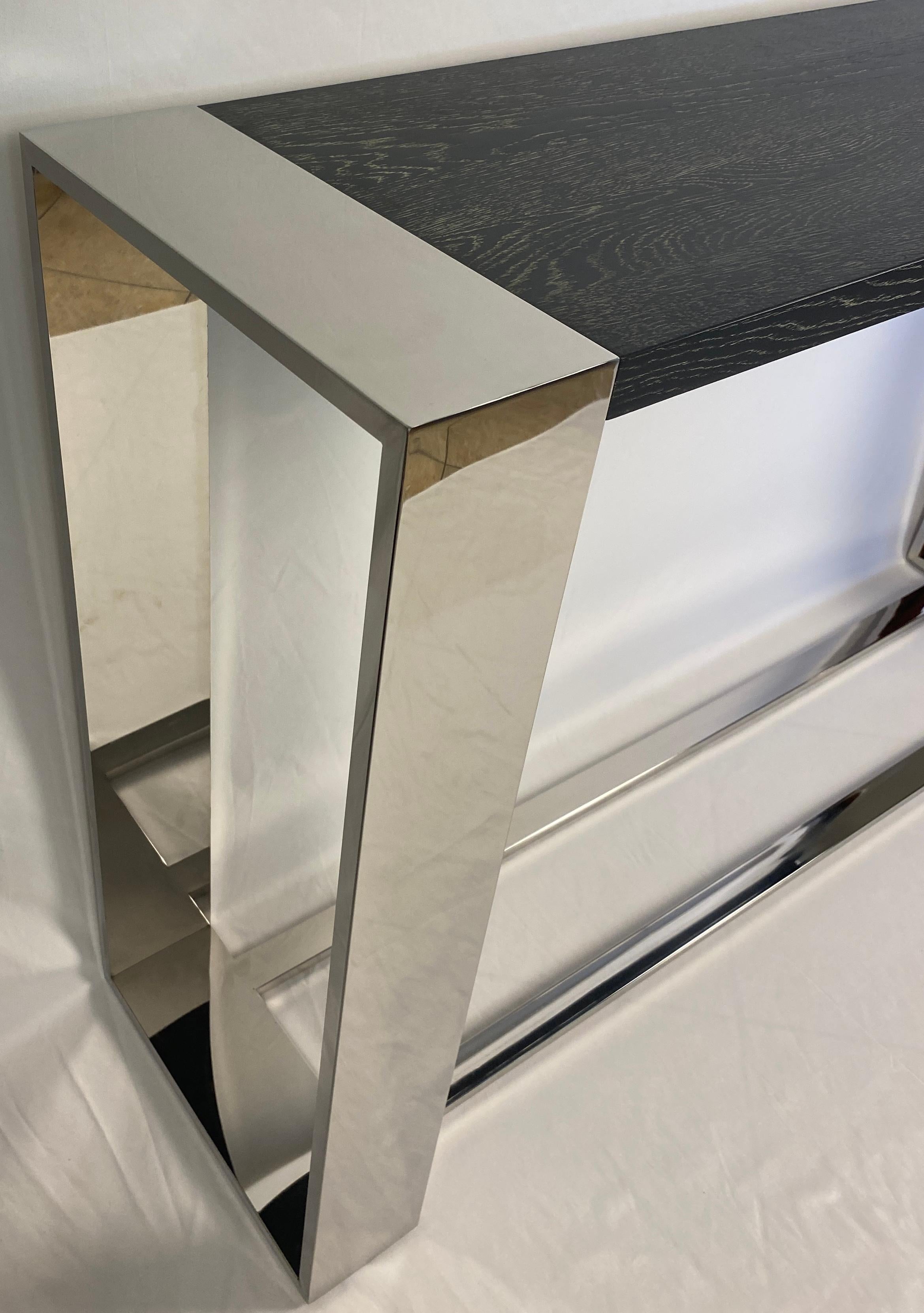 Chrome and Painted Wood Console Table or Sofa Table For Sale 4
