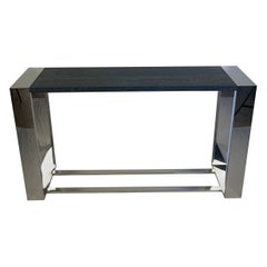 Chrome and Painted Wood Console Table or Sofa Table