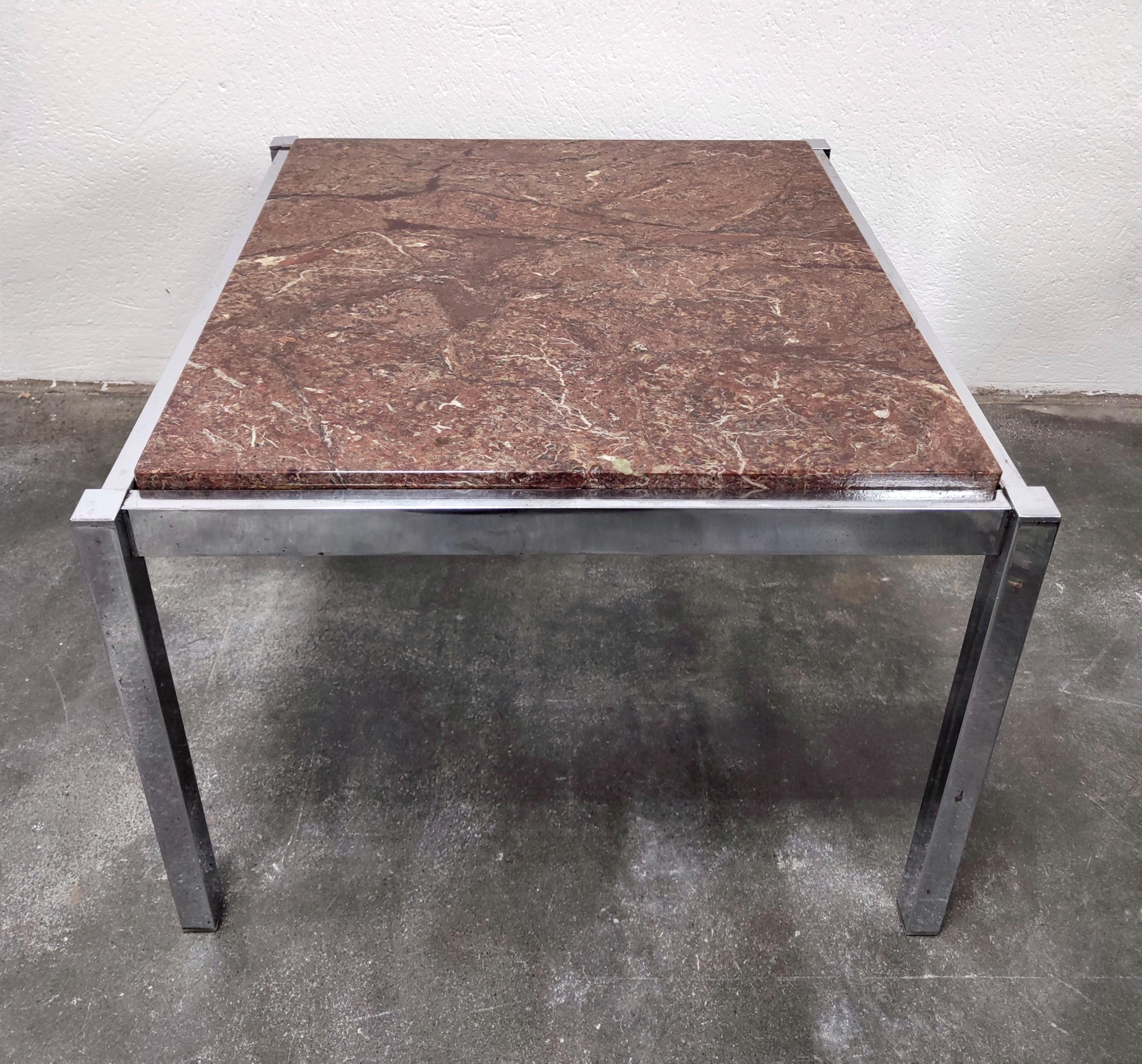 Chrome and Persa Granite Coffee Table, Florence Knoll Style, Italy 1970s In Good Condition In Beograd, RS
