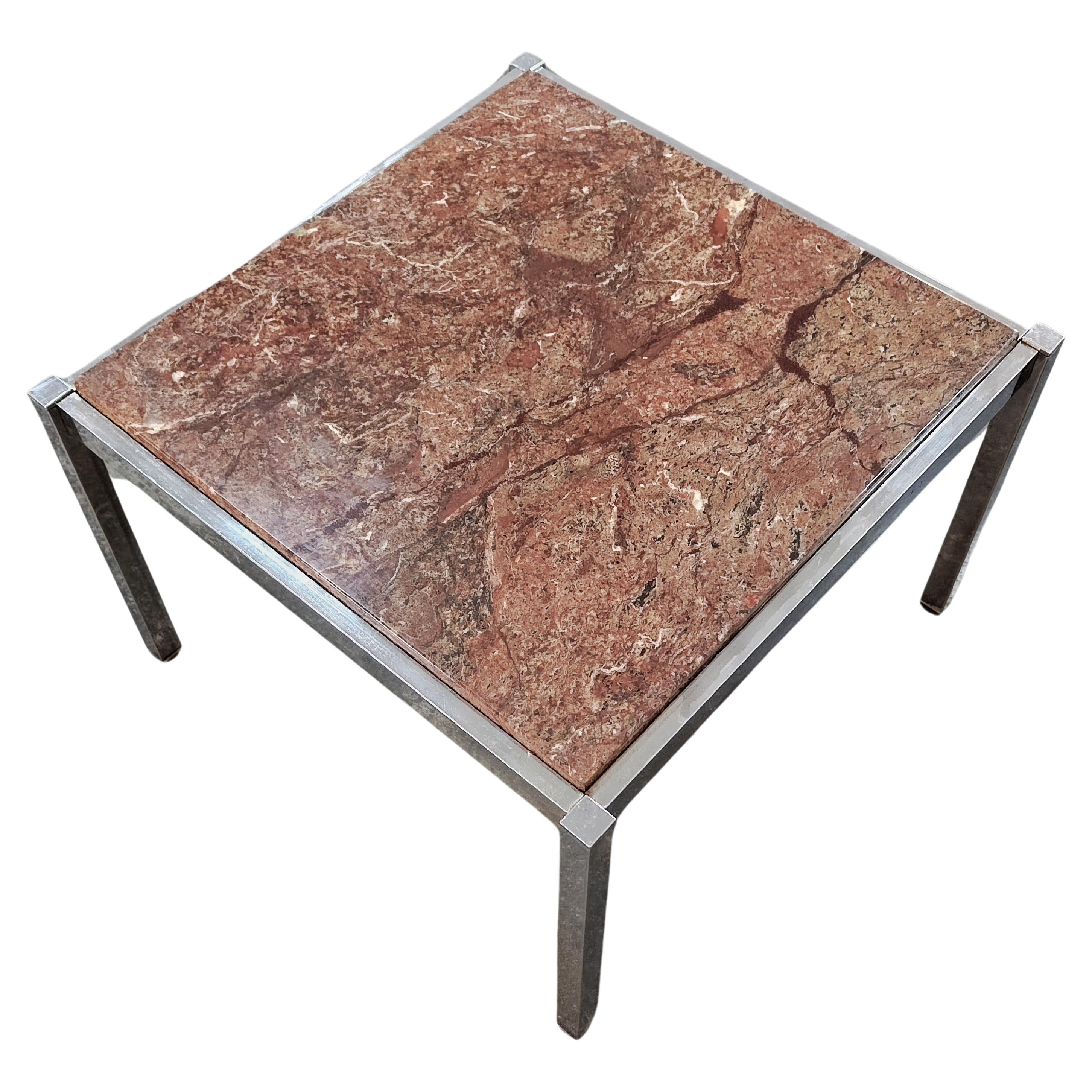Chrome and Persa Granite Coffee Table, Florence Knoll Style, Italy 1970s