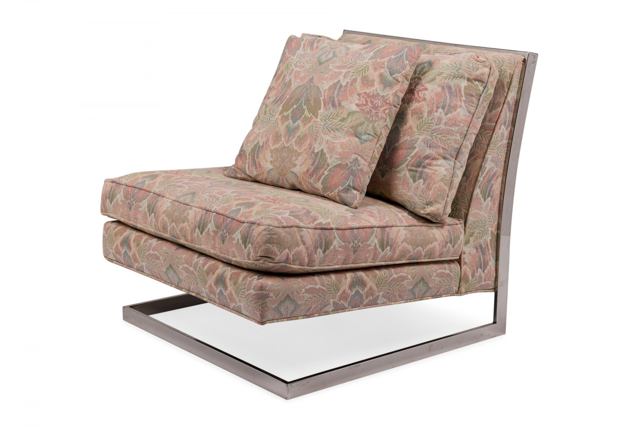 Schwebender Sessel mit Chrom-Blumenmuster ''Manner of Milo Baughman'' (20. Jahrhundert) im Angebot