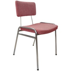 Chrome and Pink Tweed Fabric Chair