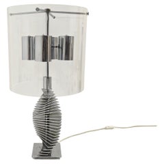 Chrome and Plexiglass Table Lamp Italian design 1970 Monumental Mid-Century