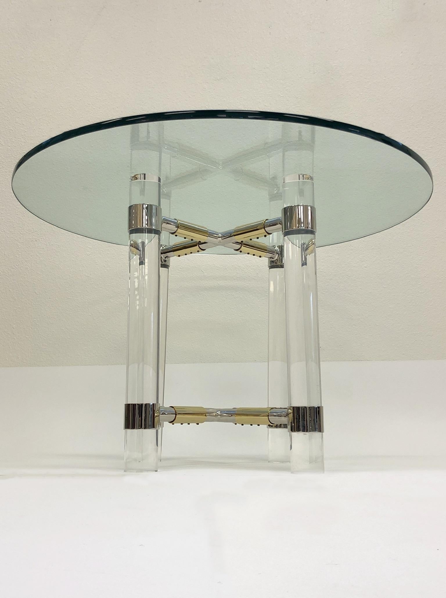 Moderne Table de hauteur continentale en chrome et laiton poli de Charles Hollis Jones en vente