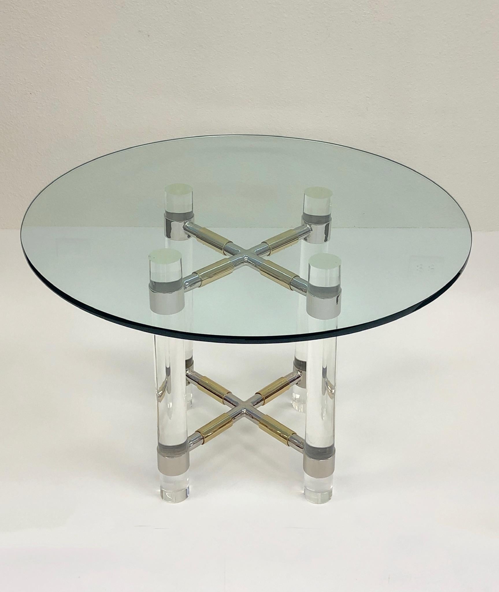 Table de hauteur continentale en chrome et laiton poli de Charles Hollis Jones en vente 1