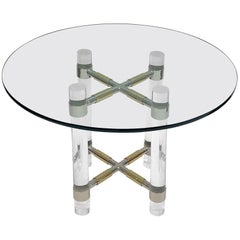 Chrome and Polish Brass Continental Height Table by Charles Hollis Jones