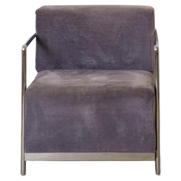 Chrome and Purple Velvet Armchair