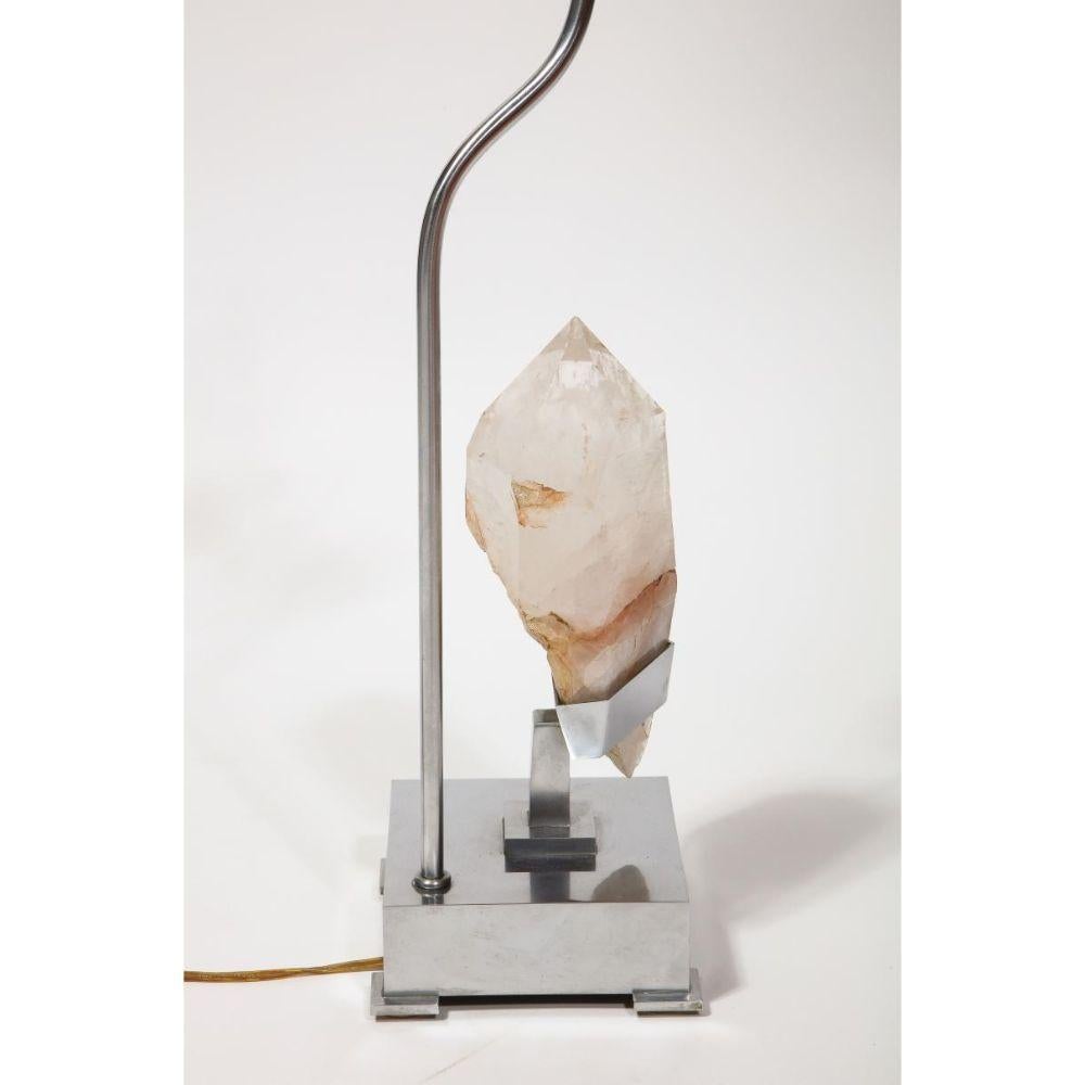 20th Century Chrome and Quartz Table Lamp by Willy Daro, circa 1970 For Sale