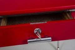 Chrome and Red Bauhaus Desk, Made in 1930s Germany, Fully Restored