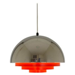 Colgante Milieu cromado y rojo de Jo Hammerborg para Fog & Mørup, años 70