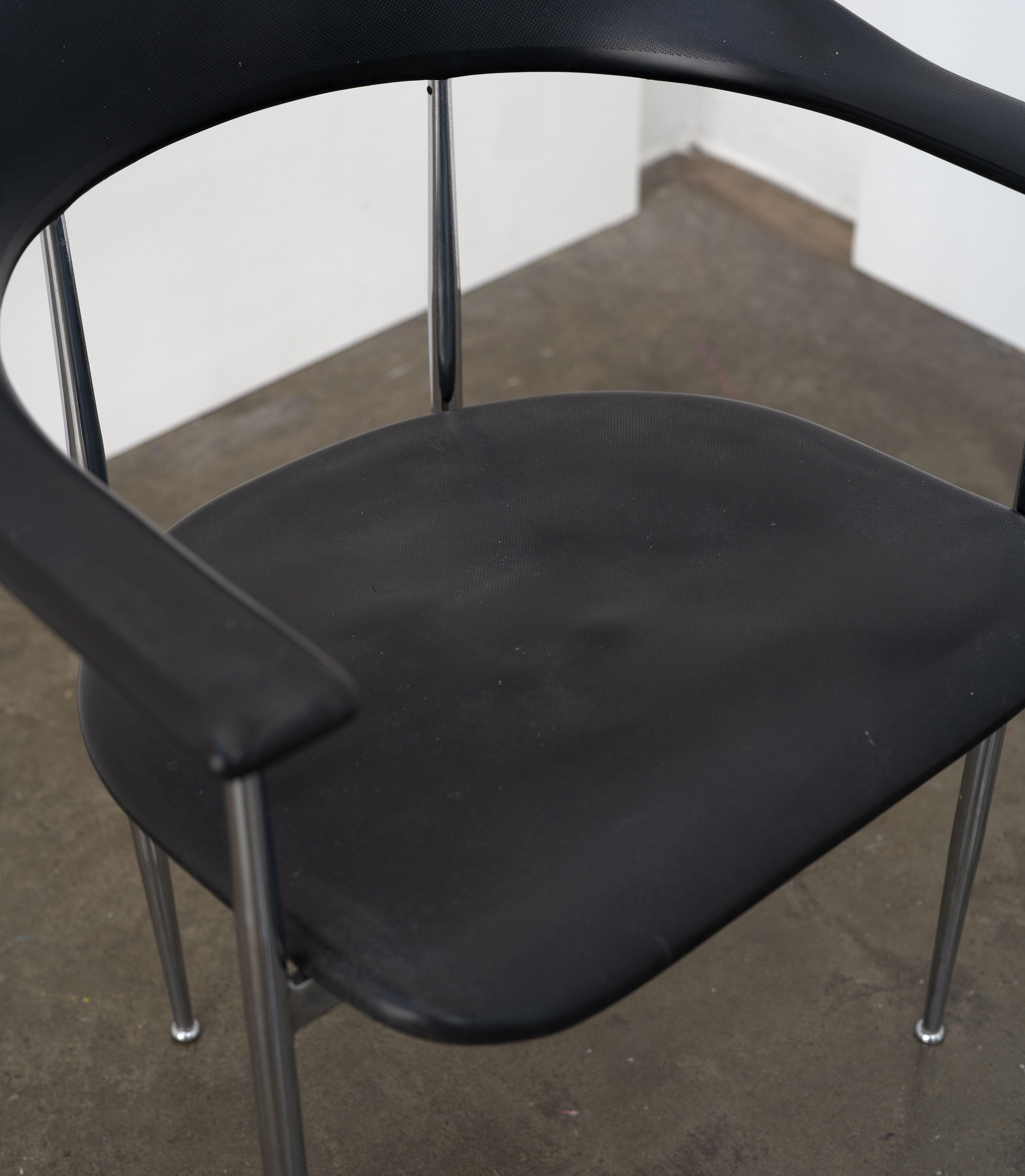 Post-Modern Chrome and Rubber 'P40' Dining Chair by Vegni & Gualtierotti for Fasem, c.1980 For Sale