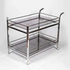 Chrome and Smoked Glass Bar Cart Drinks Trolley