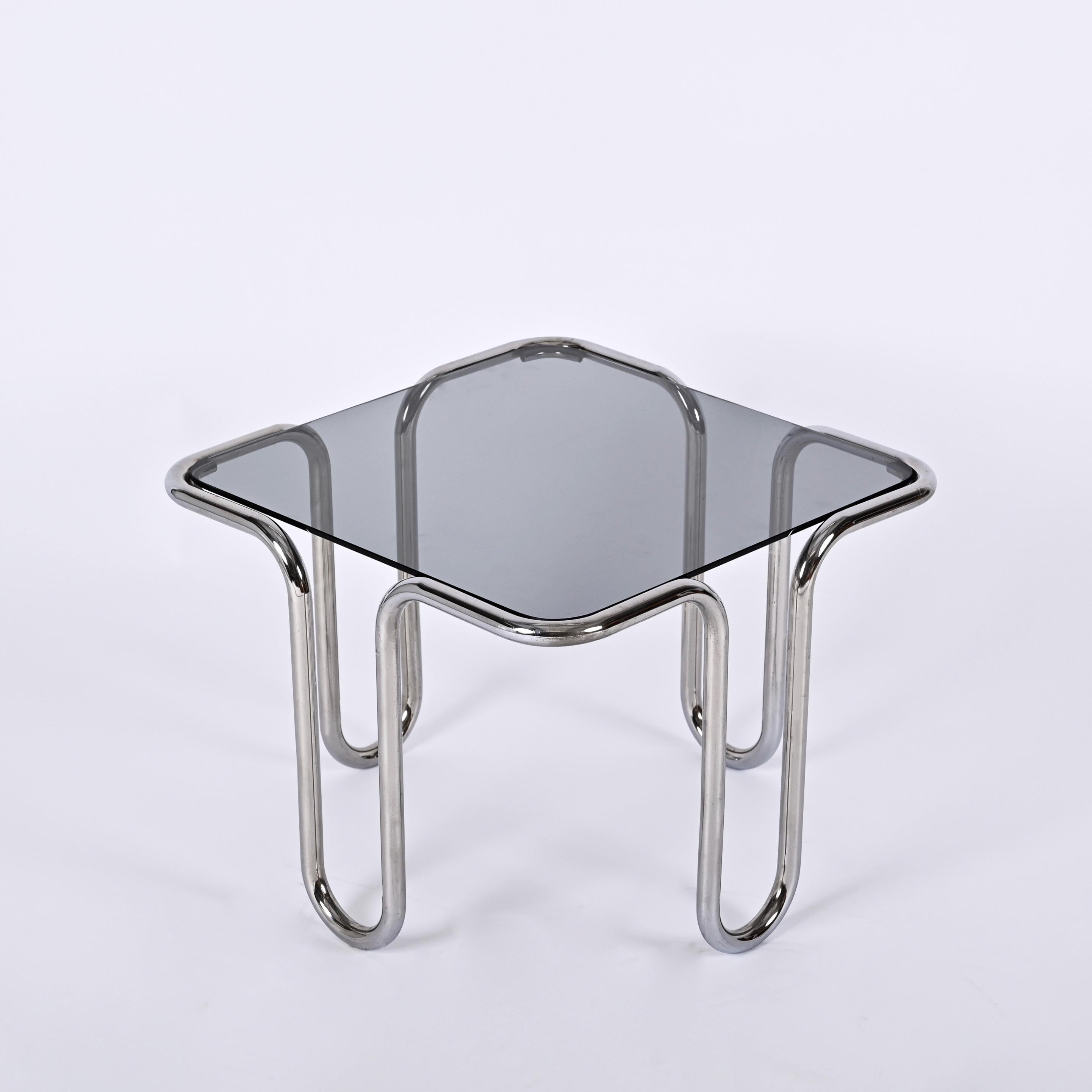 chrome smoked glass coffee table