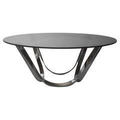 Mesa baja de cromo y cristal ahumado de Roger Sprunger para Dunbar Años 70
