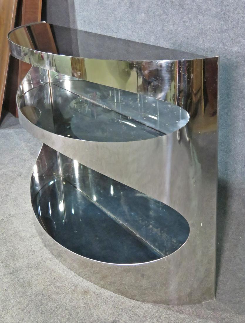 Mid-Century Modern Chrome and Smoked Glass Console in the Style of Pierre Cardin