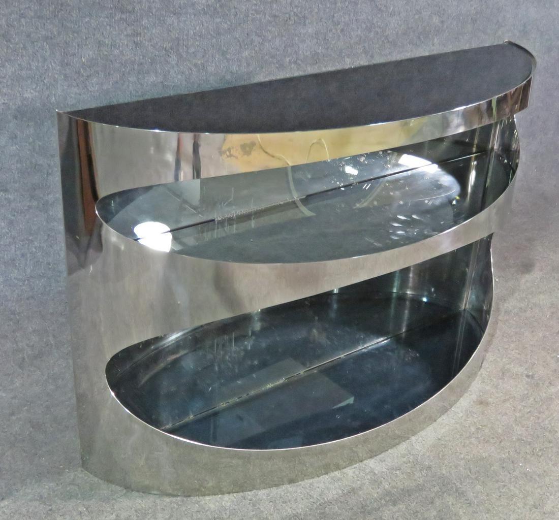 20th Century Chrome and Smoked Glass Console in the Style of Pierre Cardin