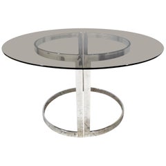 Chrome and Smoked Glass Dining Table by Milo Baughman, 1970s