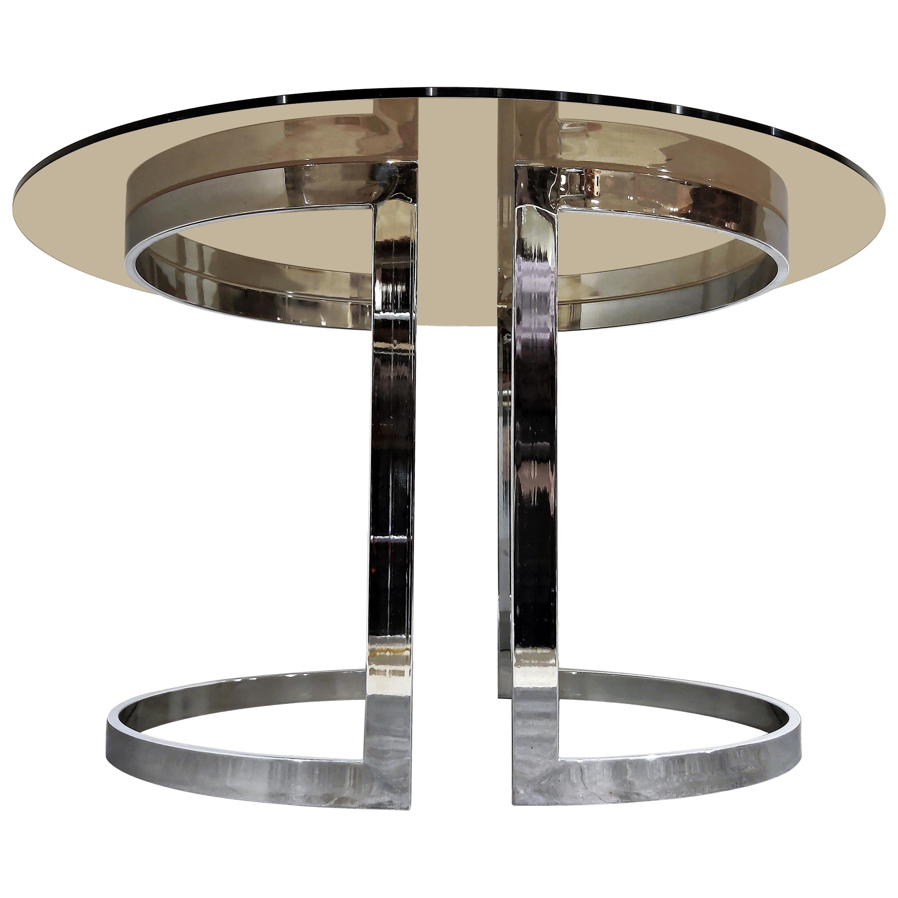 Chrome and Smoked Glass Dining Table by Milo Baughman, 1970s