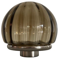 Chrome and Smoked Glass Flush Mount Light by N Leuchten, 1960s, Germany