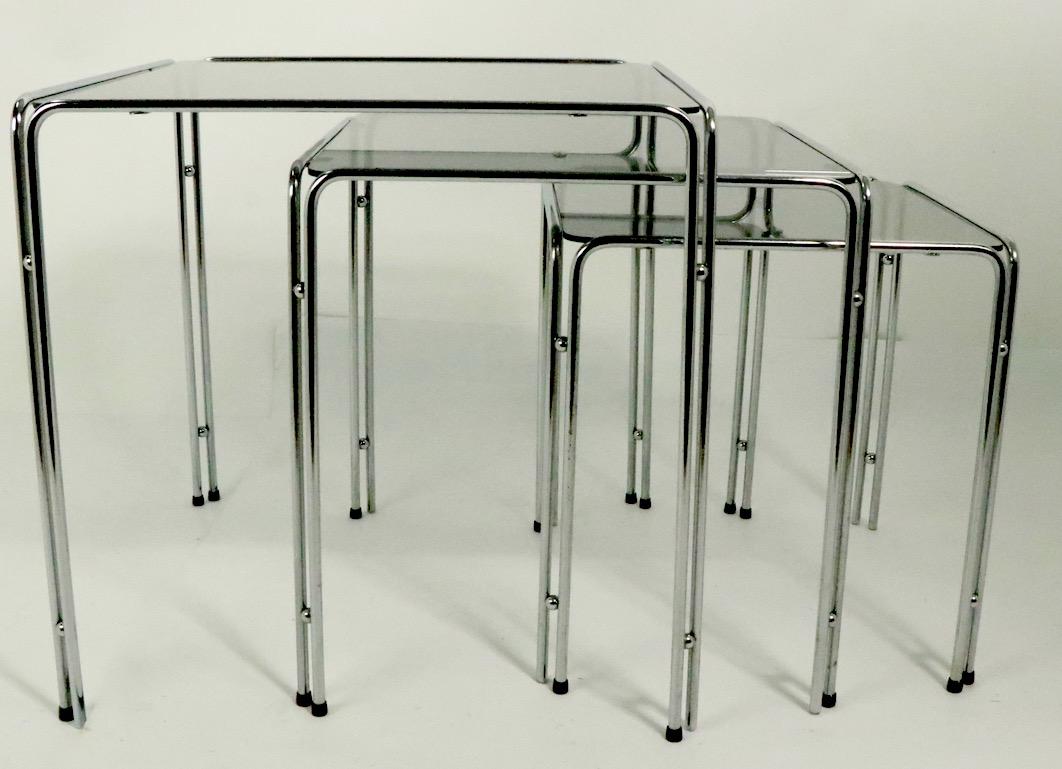 Chrome and Smoked Glass Nesting Tables after Baughman 3
