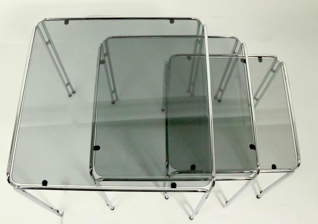 Chrome and Smoked Glass Nesting Tables after Baughman 4