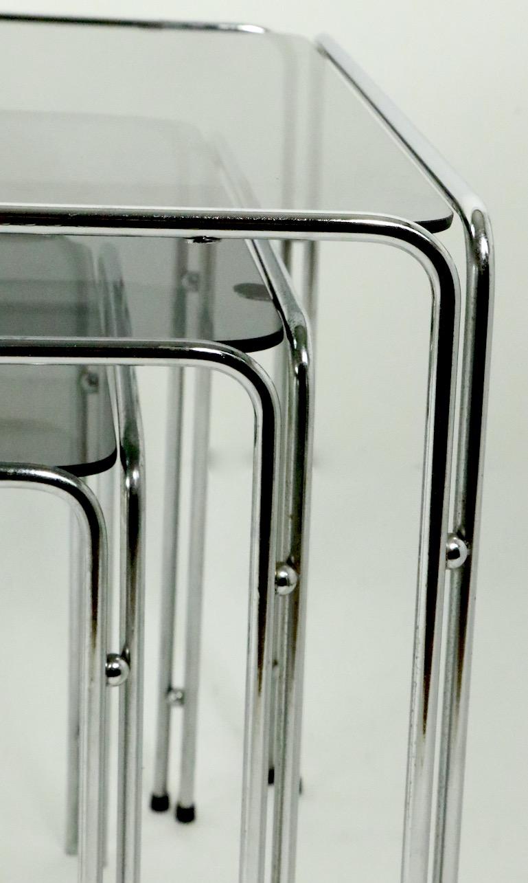 Chrome and Smoked Glass Nesting Tables after Baughman 5