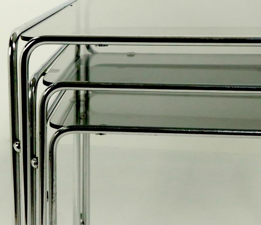 Chrome and Smoked Glass Nesting Tables after Baughman 6