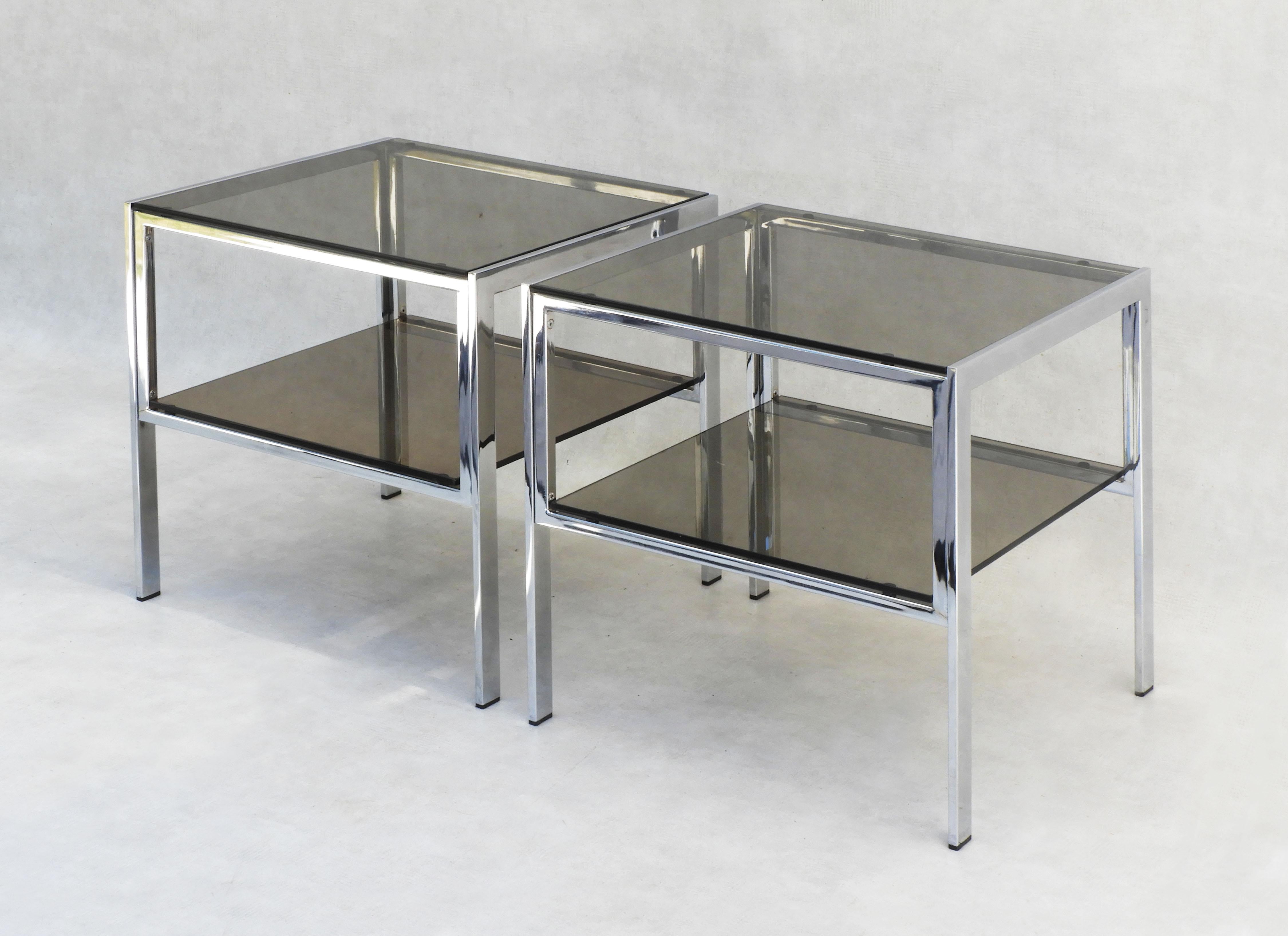 table basse verre fume annees 70