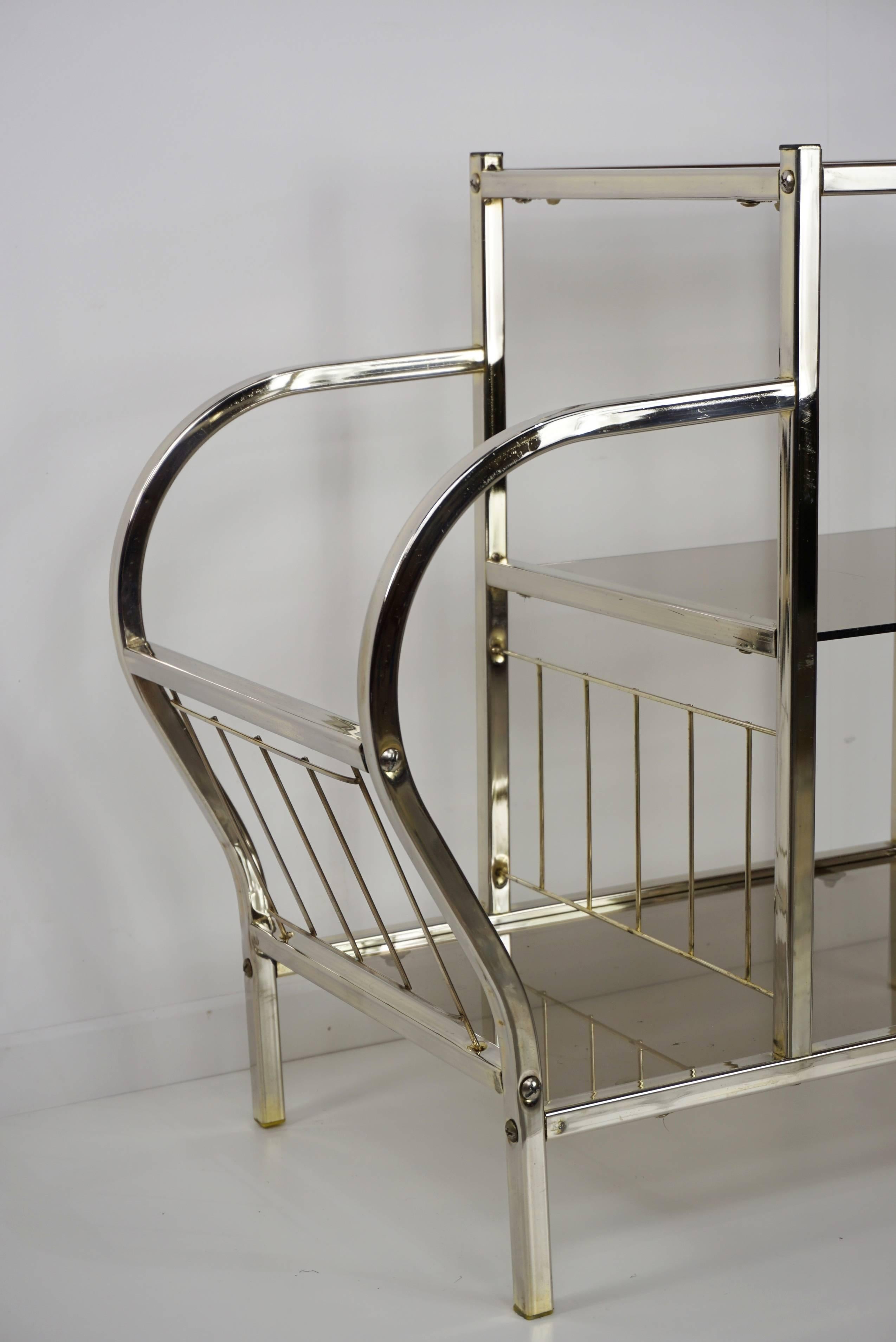 20th Century Chrome and Smoked Glass Sofa Table with Magazine Rack