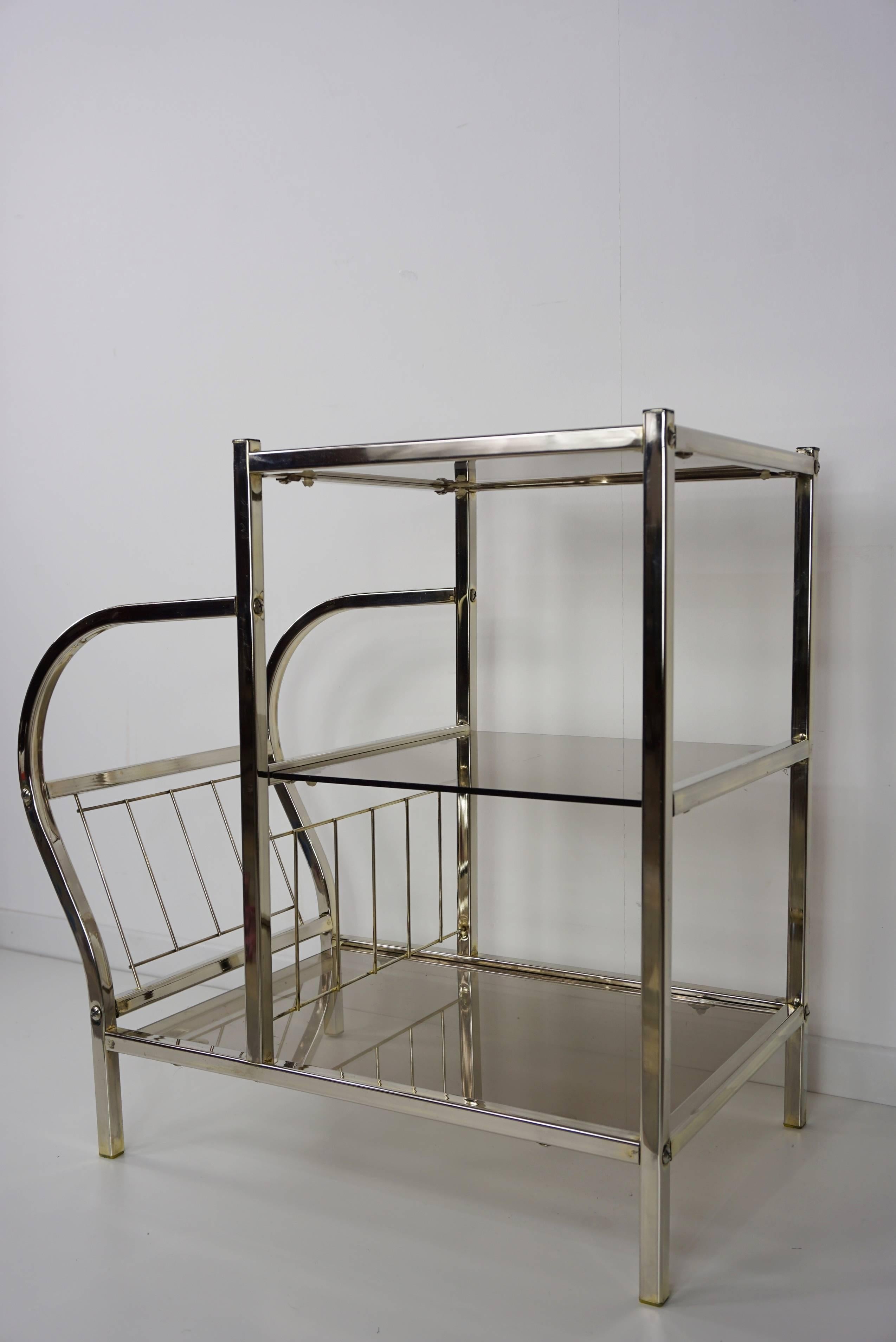 Chrome and Smoked Glass Sofa Table with Magazine Rack 2