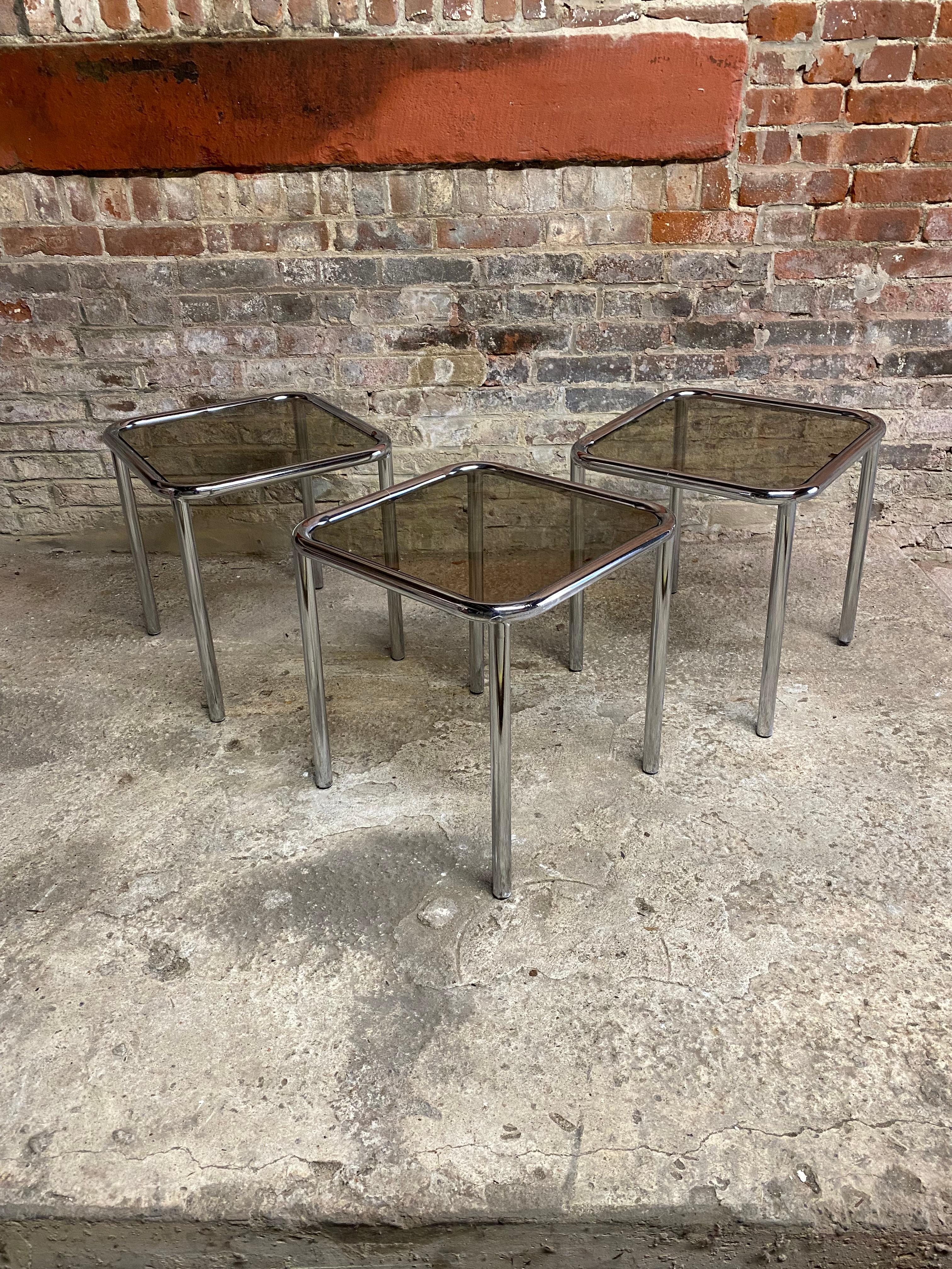 Late 20th Century Chrome and Glass Nesting Tables by Arthur Umanoff for The Ansley Collection