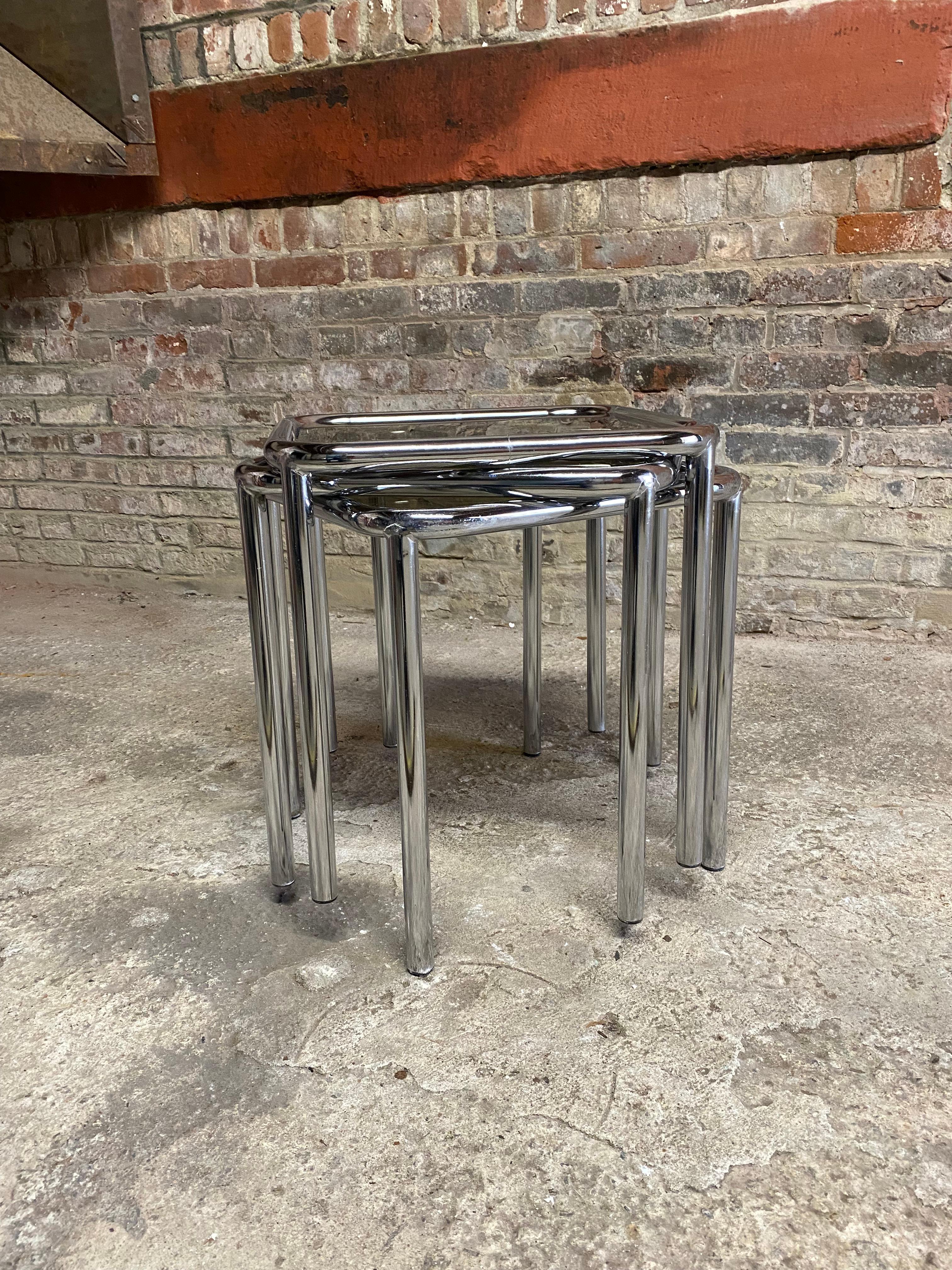 Chrome and Glass Nesting Tables by Arthur Umanoff for The Ansley Collection 1
