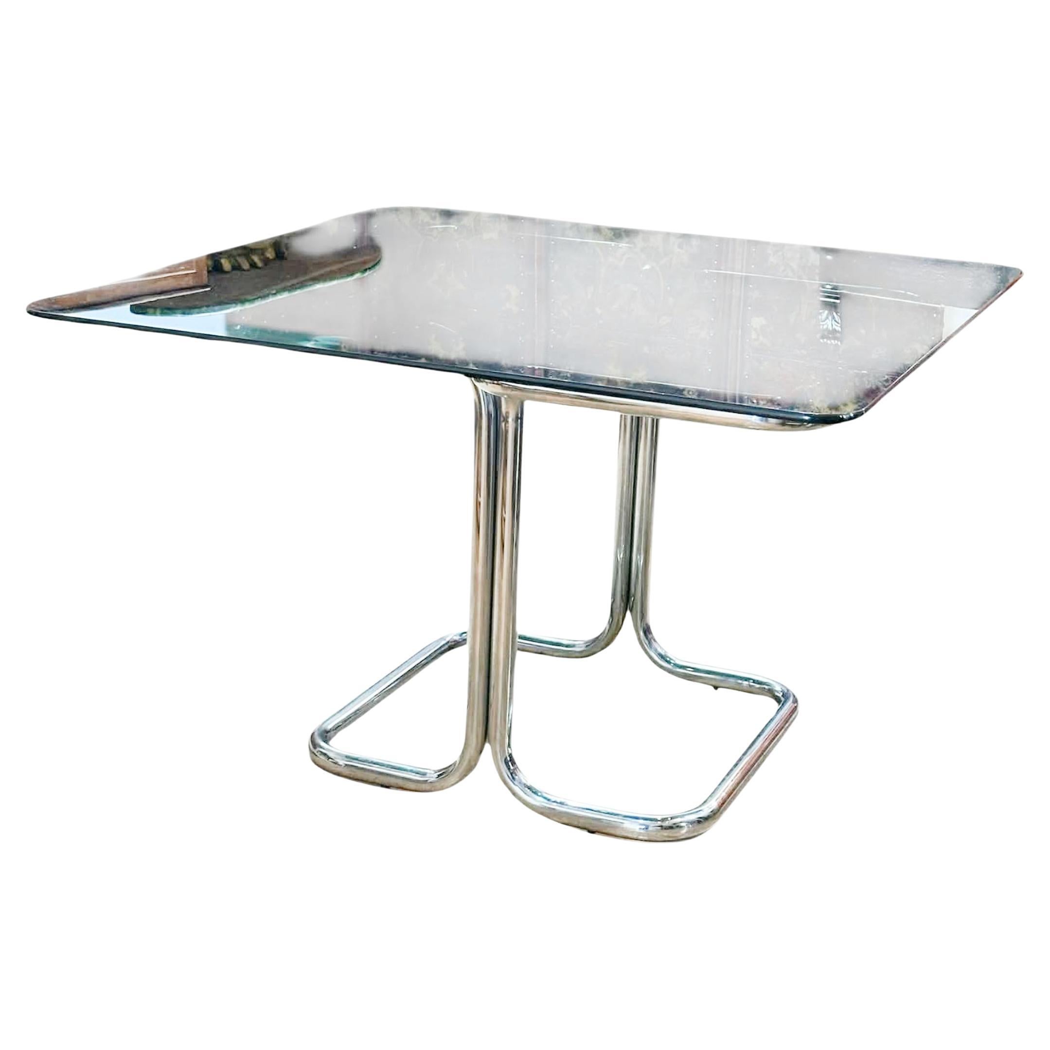 Chrome and smoked Glass Table by Giotto Stoppino