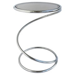 Chrome and Smoked Glass Twist Drinks Table