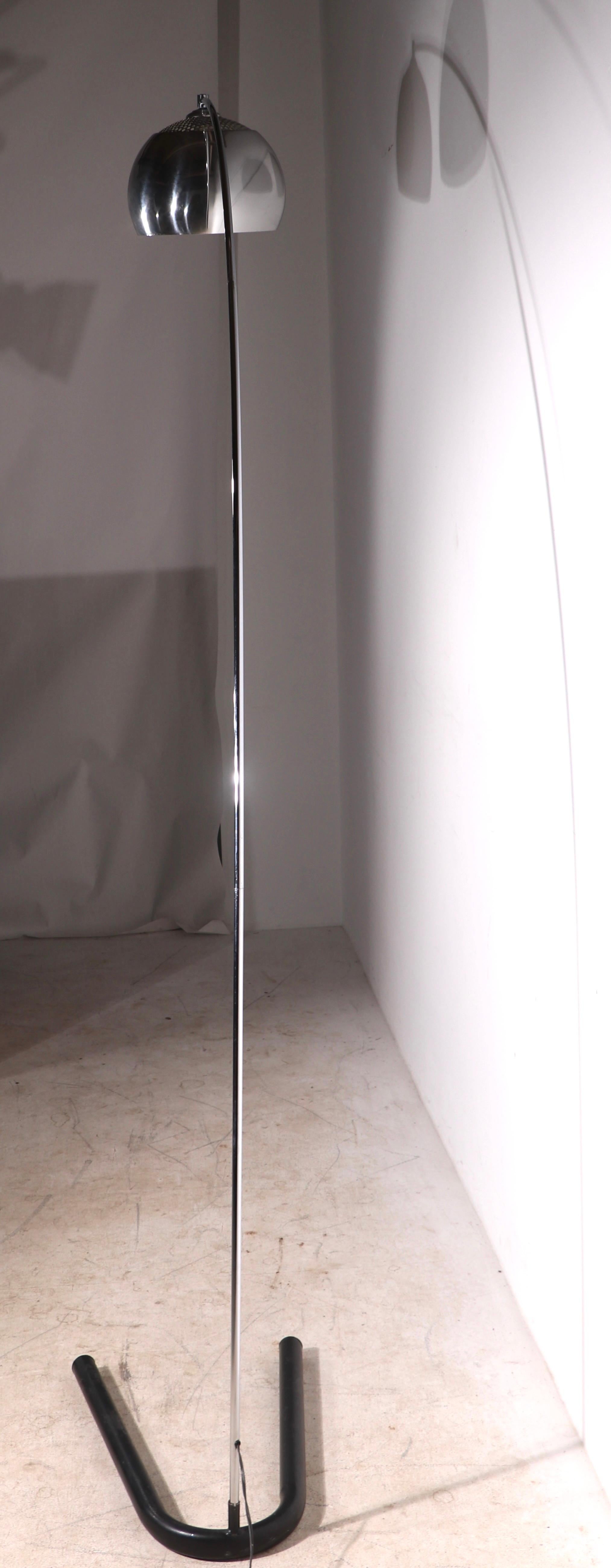 Mid-Century Modern Chrome and Steel Arc Floor Lamp Ca. 1960/1970's For Sale