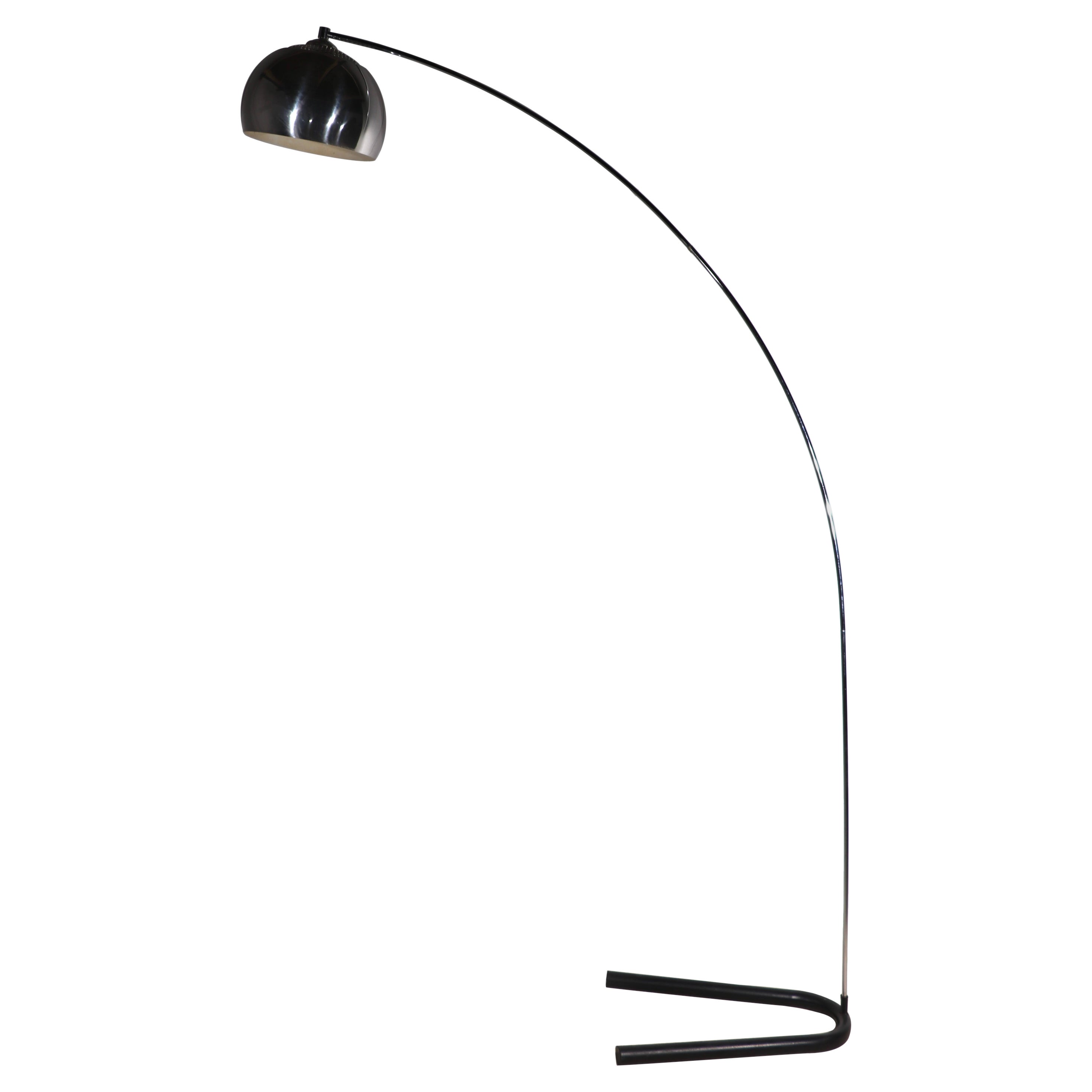 Lampada da terra ad arco in cromo e acciaio Ca. 1960/1970's