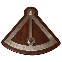 Vintage Chrome and Teak Ship's Nautical Clinometer, Midcentury