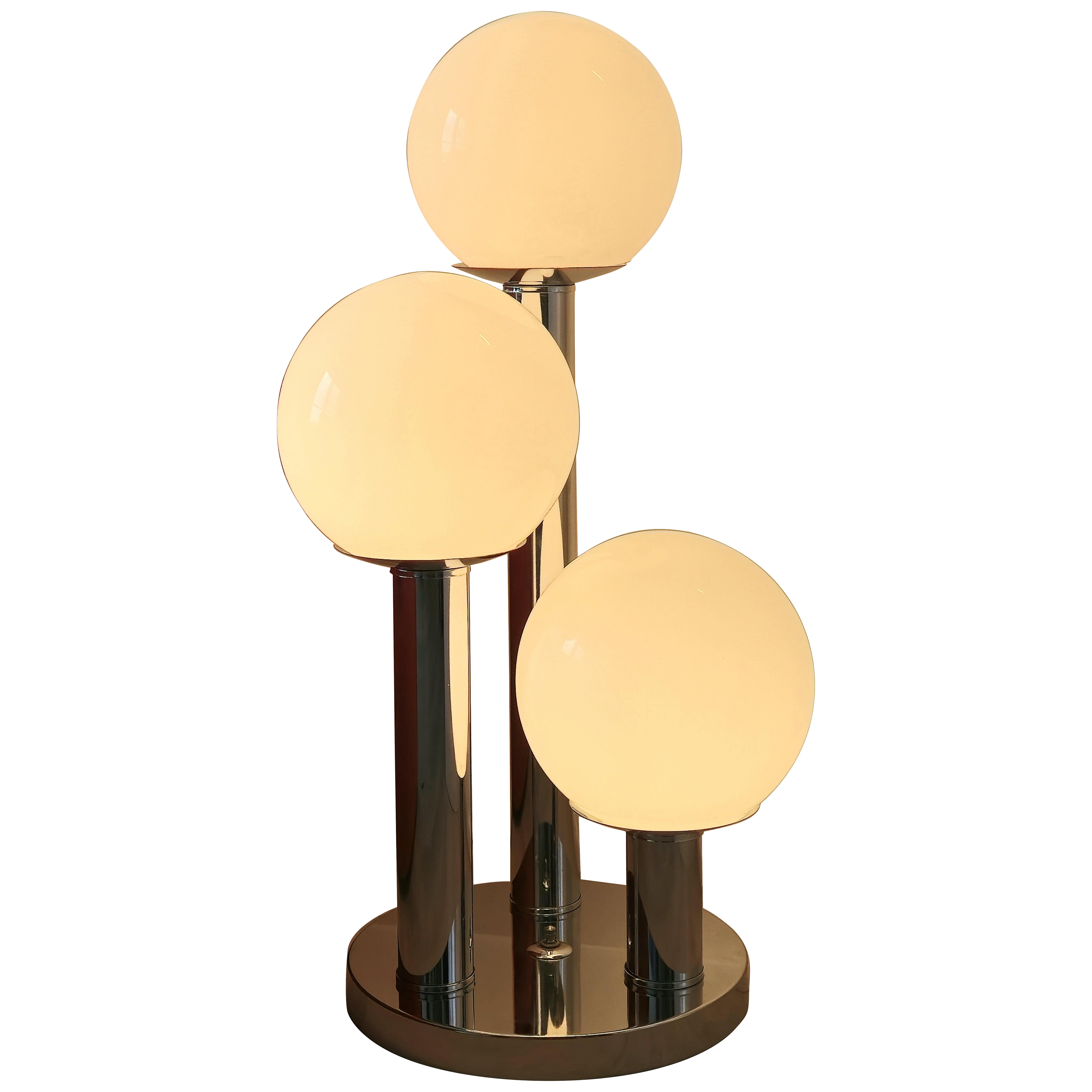 Chrome and Three Tier Globe Lamp 1970s