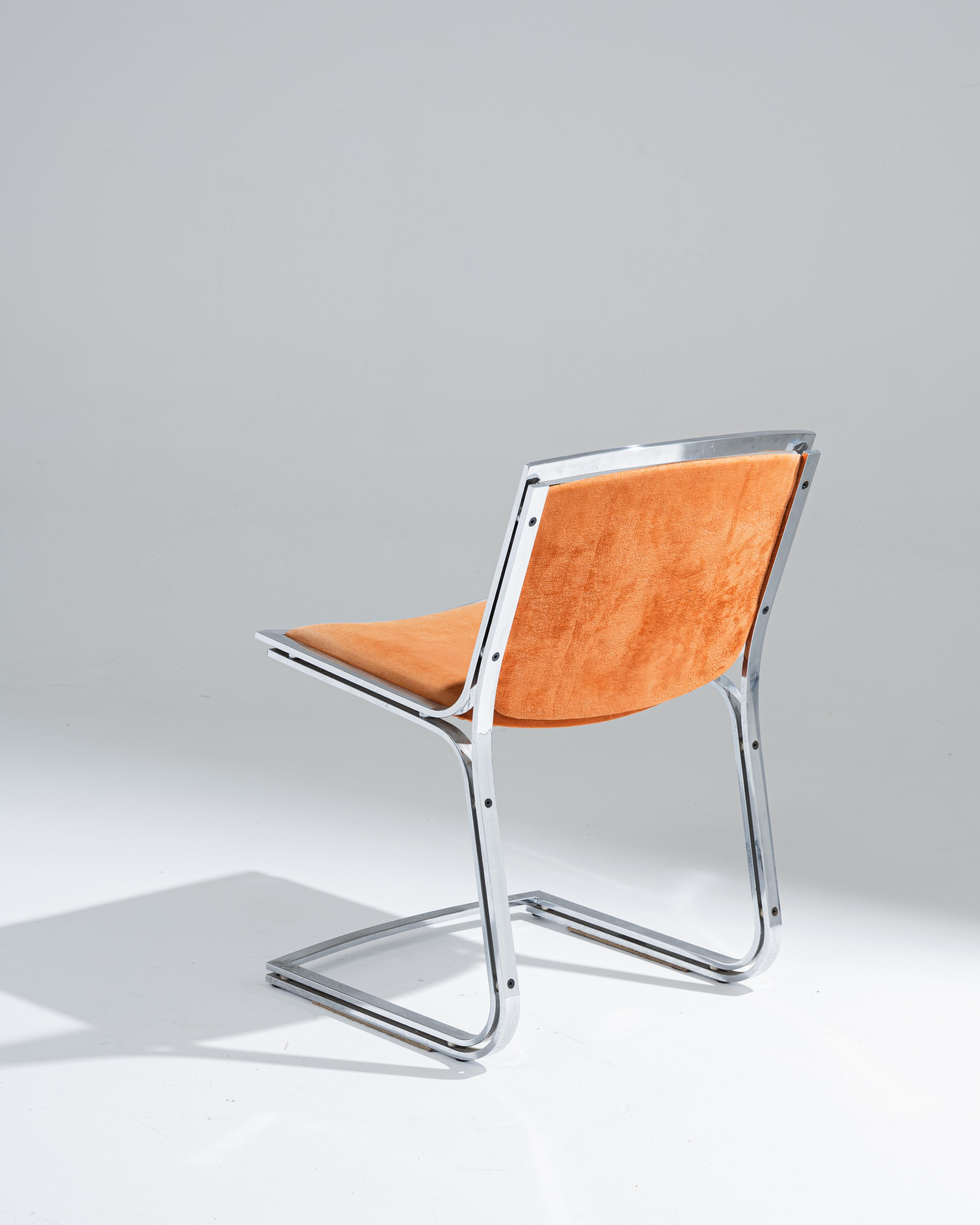 Mid-Century moderno Chrome and Velvet Chair, Sergio Asti, 1970s in vendita